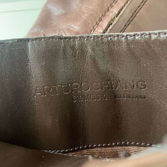 Arturo Chiang Knee High Brown Leather Riding Boots Size 6.5 Buttons Zip Up - Picture 4 of 13